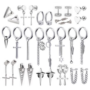 1 pair stainless steel Stud earrings for Men/Women Cross