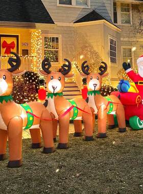 Merry Christmas Tree Arch Santa Claus Sleigh Inflatable Deco