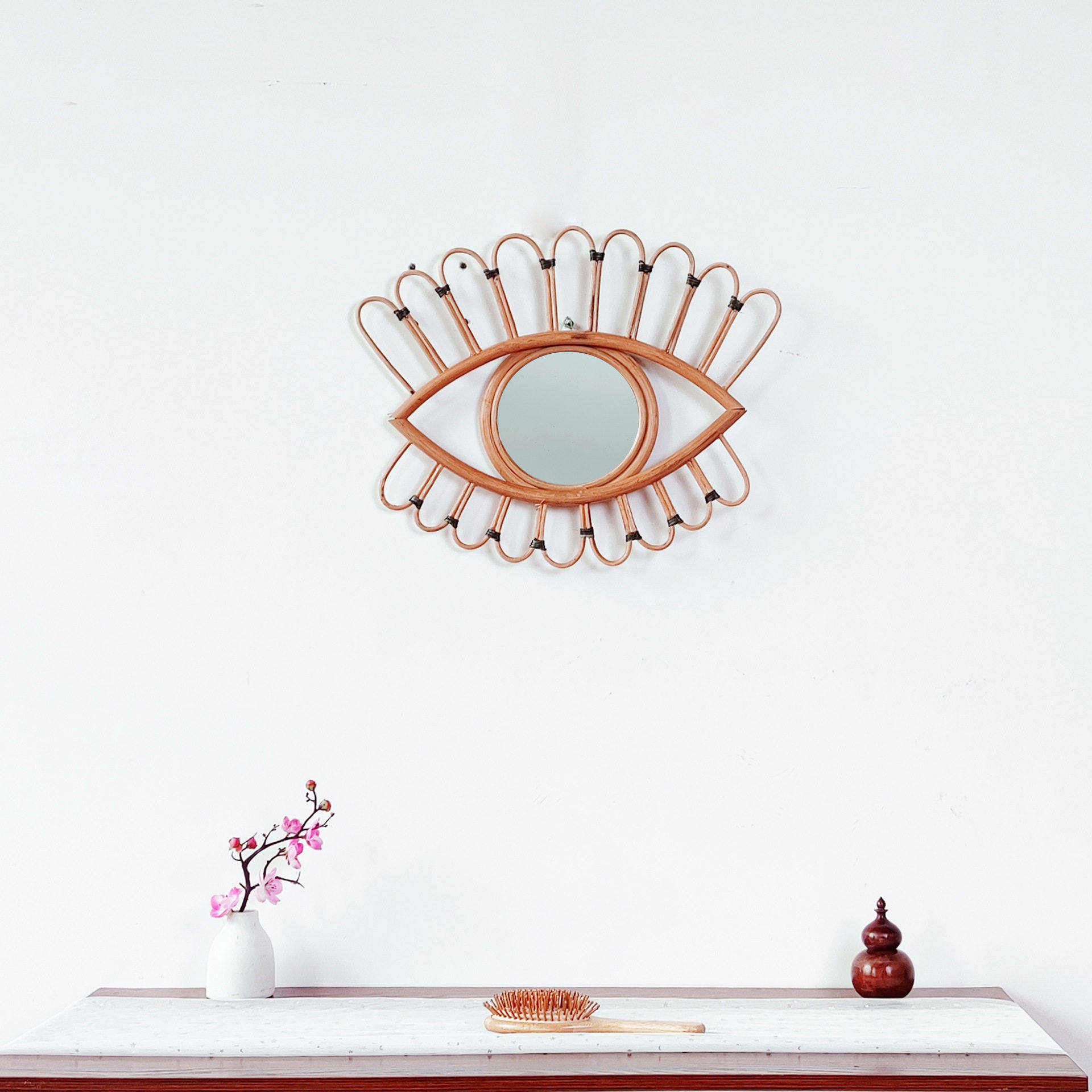藤编装饰镜北欧藤编镜子手工编民宿装饰镜墙饰壁挂摄影梳妆化妆镜,家居饰品,仿真植物盆景,淘宝优惠券,粉丝福利购,淘宝优惠卷