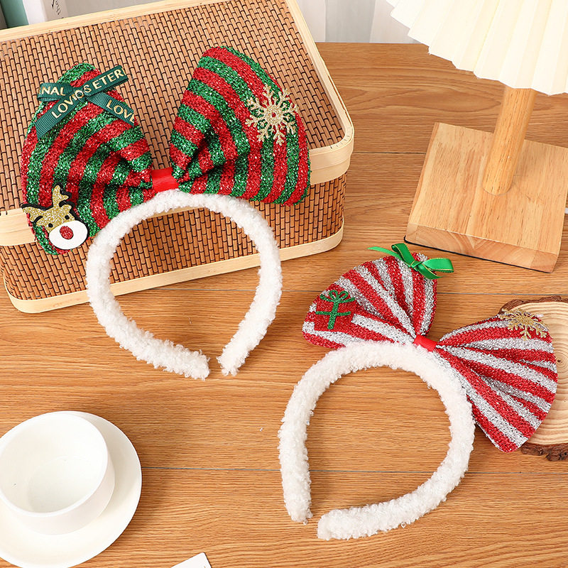 2025闪亮圣诞蝴蝶结发箍派对聚会雪花节日装饰发饰限时闪促高颜值