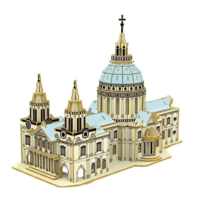 圣保罗教堂厂家直销地摊货源木制3D立体拼图手工活动礼品益智玩具