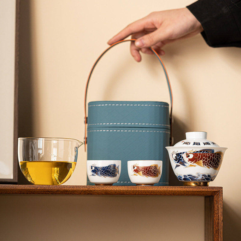 羊脂玉瓷携旅行茶具套装一壶二杯陶瓷快客杯户外露营功夫茶壶茶杯,餐饮具,旅行茶具,淘宝优惠券,粉丝福利购,淘宝优惠卷