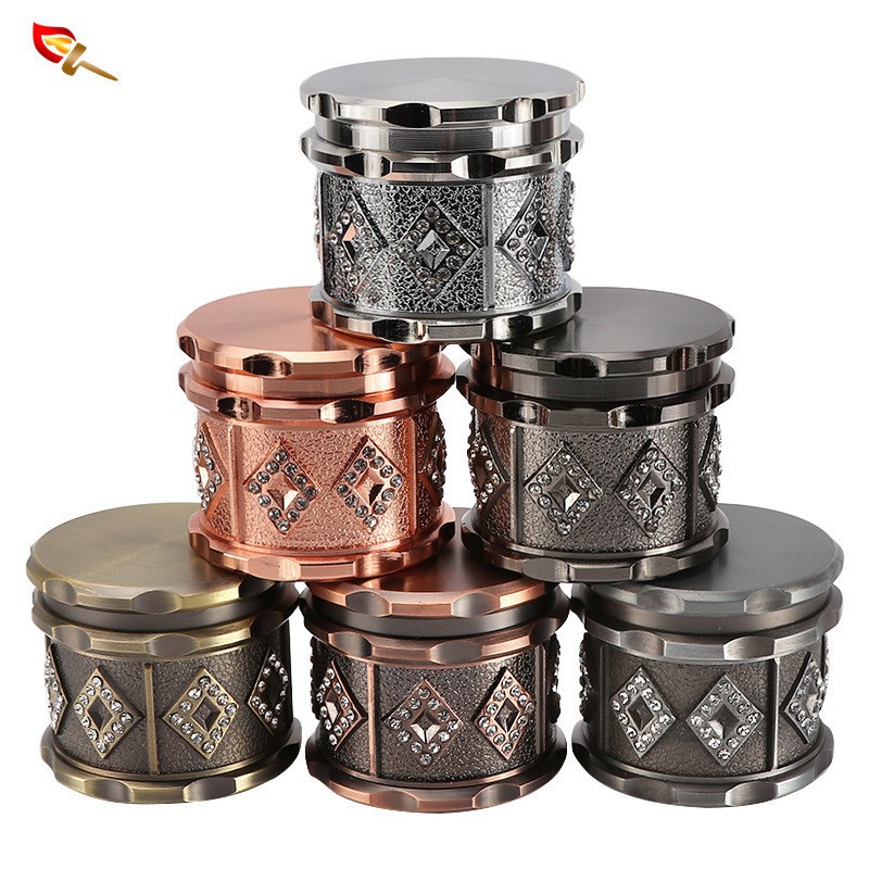 跨境新品磨烟器 多色 鼓形研磨器 锌合金60mm烟草碎烟器 Grinder