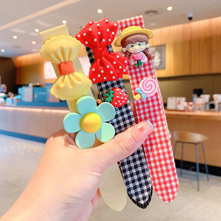 儿童碎发魔术贴发箍女童发卡宝宝刘海贴大花朵头发贴发带头饰