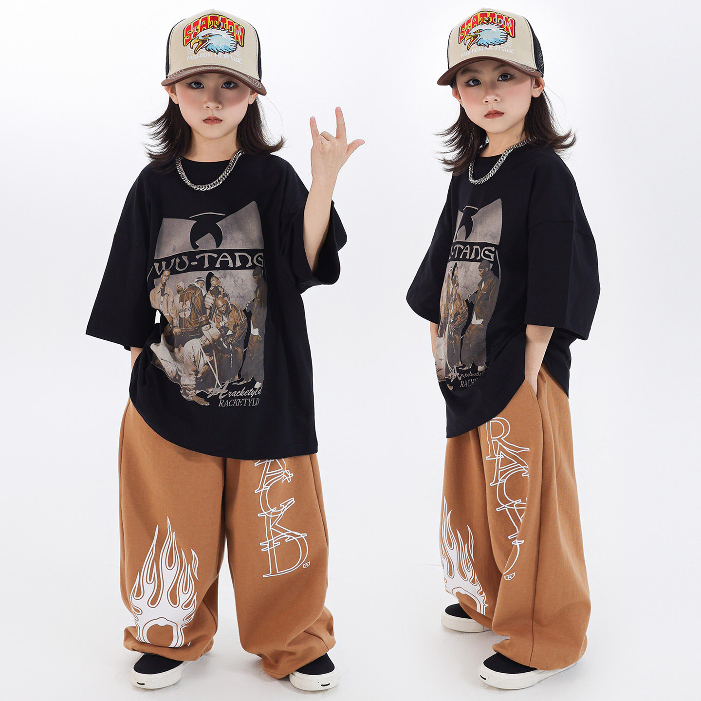 乐咪酷hiphop街舞童装酷帅美式嘻哈炸街女孩套装街舞儿童潮服男童