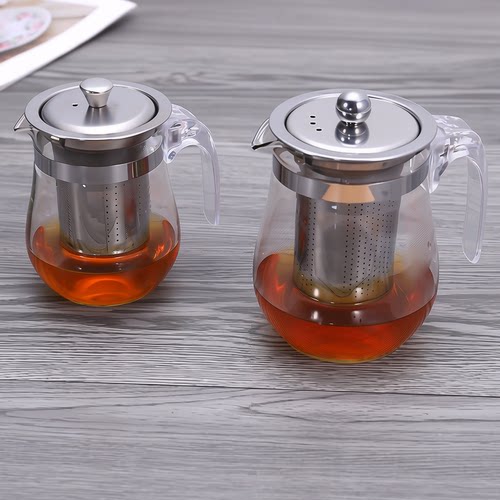 厂家新款玻璃不锈钢过滤泡茶壶多用花茶壶玻璃茶具批发玻璃茶壶