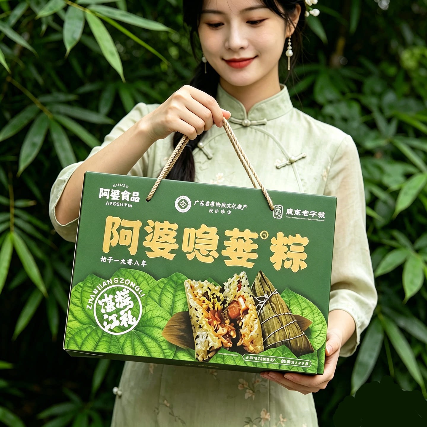 阿婆湛江蛤蒌广式绿豆蛋黄鲜肉粽