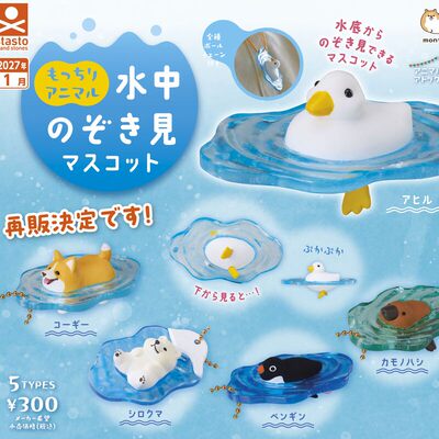 2月预定日本stasto漂浮动物挂件 水中动物可爱钥匙扣小狗玩具扭蛋