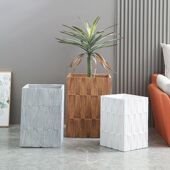 木纹镁水泥花盆四方个性 北欧落地绿植花盆花盆大号千年木正方形