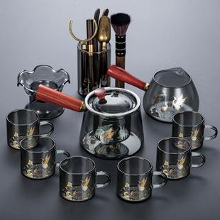 泡茶工具全套烟灰色玻璃茶具套装家用轻奢高档透明茶壶办公室泡茶