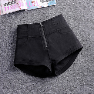 小个子高腰a字阔腿裤 辣妹靴裤 女外穿冬加厚爆款 黑色毛呢短裤