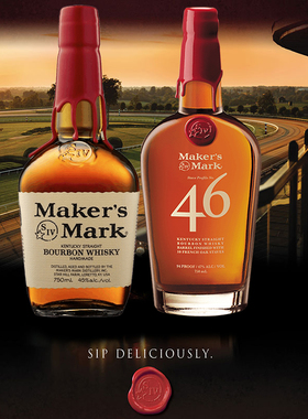 美格46波本威士忌Maker's Mark bourbon可乐桶洋酒750ml三得利