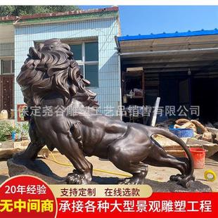 大型铸铜汇丰狮子一对纯铜银行景区门口动物雕塑西方欧式狮子摆件