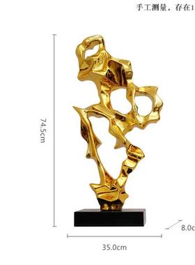 新中式海浪创意雕塑摆件客厅茶室样板间售楼处透明树脂雕塑摆件