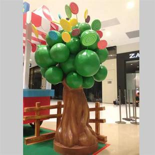 游戏互动装置儿童乐园幼儿园软装布置糖果树大树造型玻璃钢定做