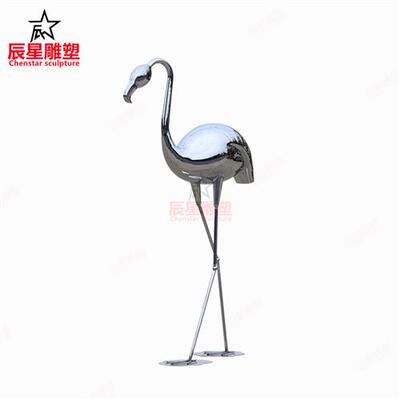 雕塑定制不锈钢火烈鸟仙鹤户外摆件小区水景景观小品草坪动物装饰