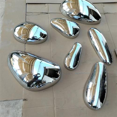 不锈钢石头水滴波纹茶几鹅卵石玻璃钢树脂壁饰室内外雕塑落地摆件