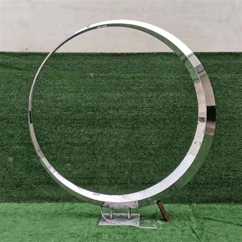 大型不锈钢雕塑园林景观金属雕塑小区楼盘售楼处水景软装白钢圆环