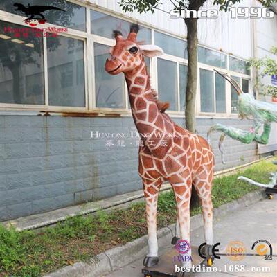 工厂制作网红仿真动物模型电动长颈鹿模型.