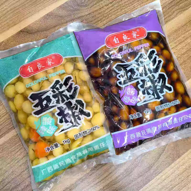 七彩泡椒广西酱香五彩珍珠灯笼椒下饭面酱油腌辣椒袋装商用自良家