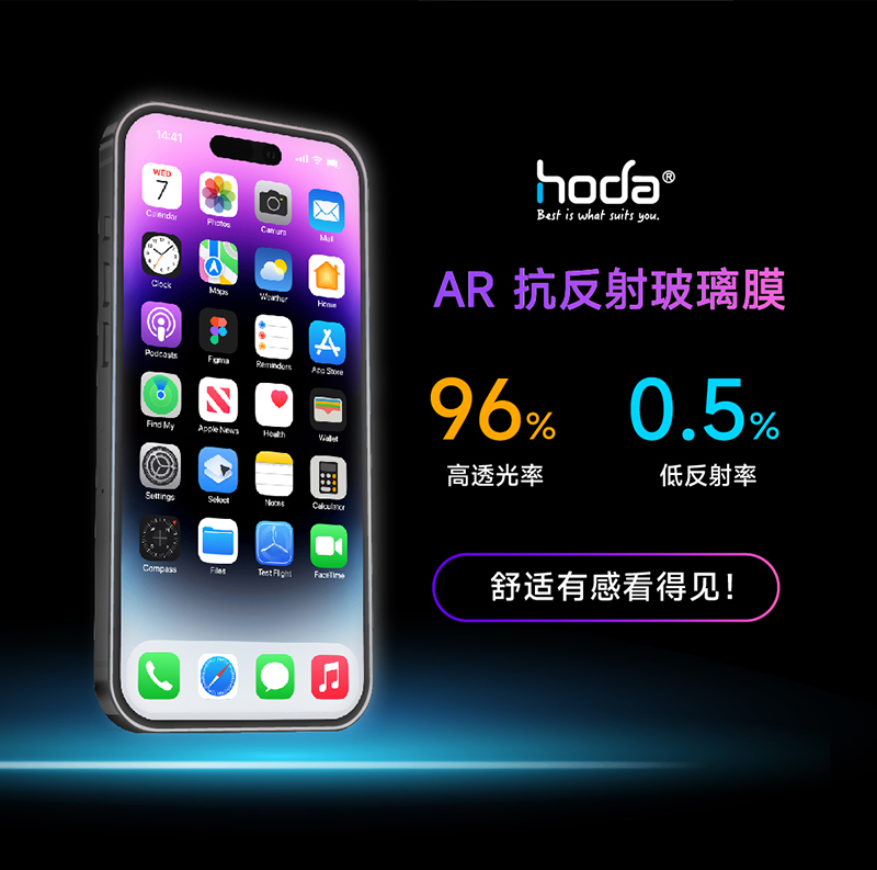HODA苹果AR抗反射多功能钢化膜