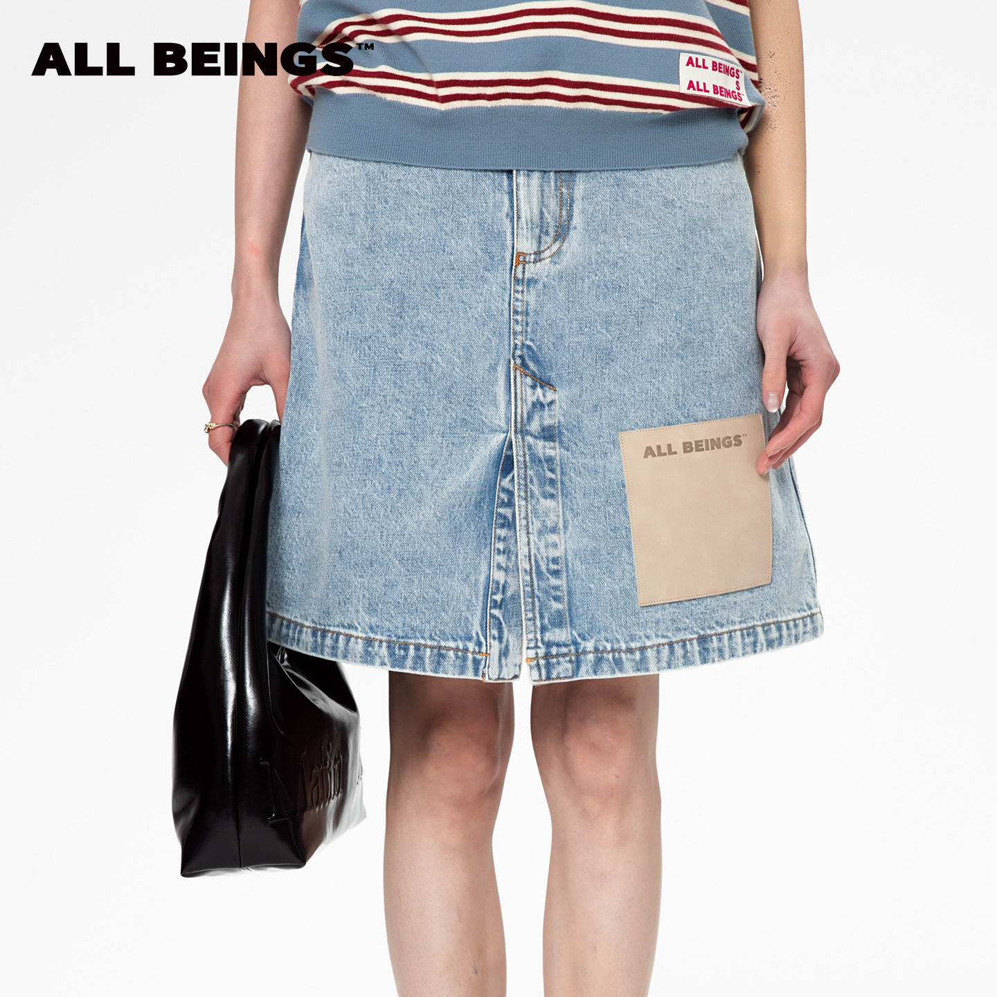 ALLBEINGS大廓形解构彩扣半裙