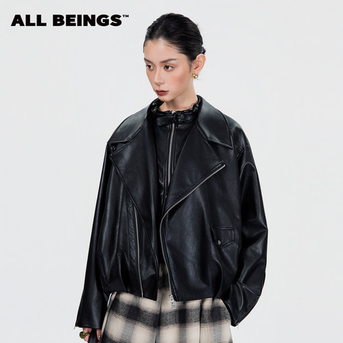 【周深同款】ALL BEINGS2025AW秋冬假两件双领环保皮休闲夹克