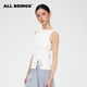 ALL BEINGS25SS设计师新款 不对称解构白色螺纹纯棉内搭吊带背心