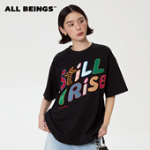 休闲设计感彩色拼接贴布绣黑色T恤 BEINGS夏季 许嵩同款 ALL