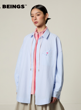 ALL BEINGS2026SS新品设计感百搭 假两件高领拉链衬衣外套