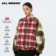 张泽禹同款 ALL BEINGS25AW冬季 新款 拼色羊毛格纹夹棉夹克外套