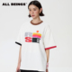 ALL 宽松T恤女 设计感字母印花撞色圆领短袖 BEINGS25SS夏季 新款