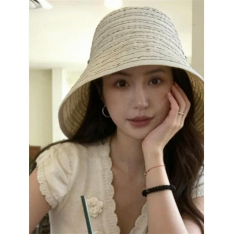 日本GP Traio条纹蛋卷渔夫帽女夏百搭全脸遮阳防晒帽大头围灯罩帽