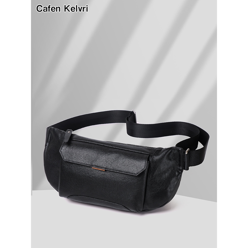 日本品质头层牛皮胸包男款高级感百搭大容量男士斜肩包真皮休闲斜