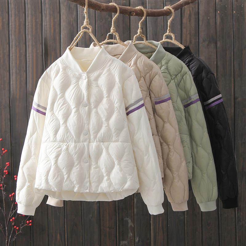 羽绒服女2025年新款冬季时尚宽松轻薄短款加厚白鸭绒棒球服外套潮