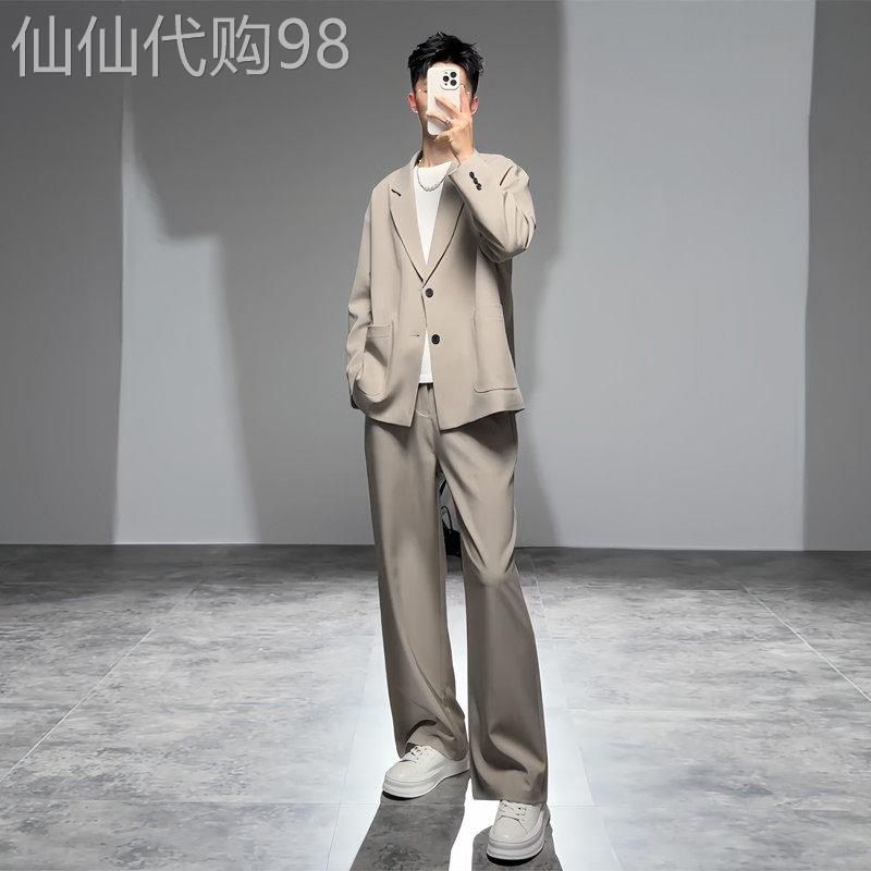 轻奢质感痞帅男士西服套装春夏款韩系宽松百搭帅气休闲一整套