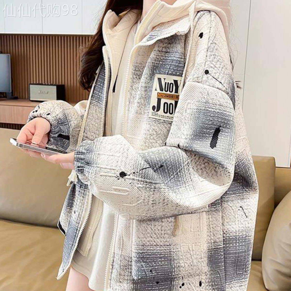 连帽夹克外套女春秋季2026新款高级感小个子大码假两件棒球服上衣