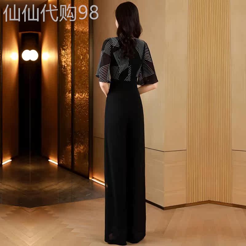 日系轻奢真丝连身裤2025夏季女士新款高腰显瘦时尚修身阔腿连身裤