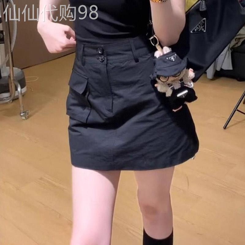 高级感黑色工装半身裙女夏季新款高腰显瘦大尺码胖mm包臀裙a字短