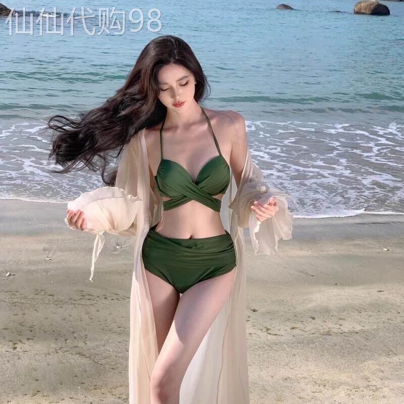 泳衣女海边度假三件套性感2026新款分体纯欲长袖防晒比基尼游泳装