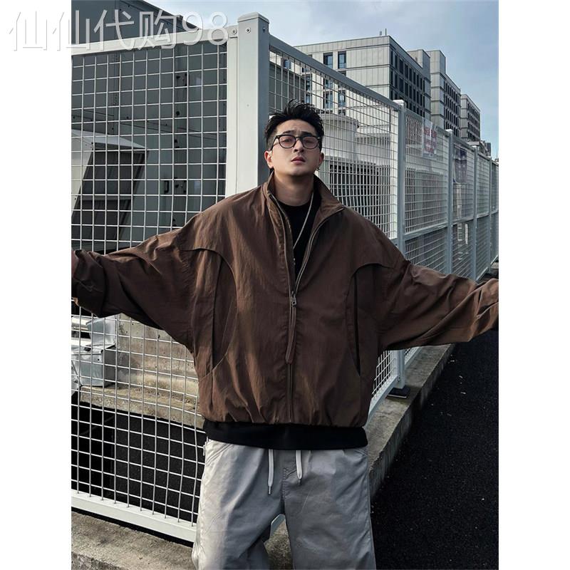 轻奢美式飞行员夹克男2026春季蝙蝠袖外套休闲宽松防风工装冲锋衣