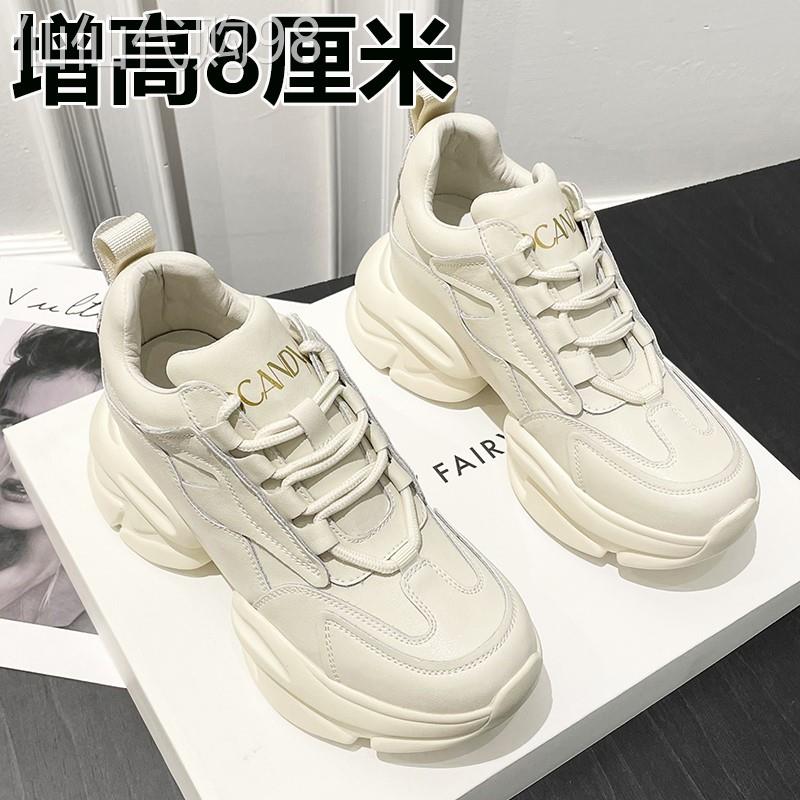 欧洲站内增高8厘米老爹鞋女厚底休闲运动小码跑步2025春季小白鞋
