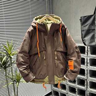 代购潮牌痞帅工装羽绒服男冬季加厚抗寒冲锋衣休闲高级感痞帅鸭绒