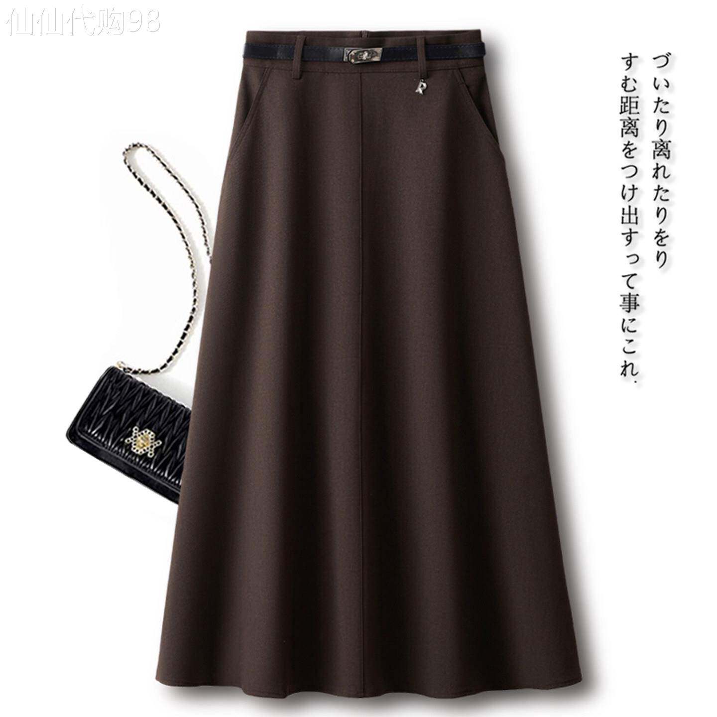 美拉德咖色西装半身裙女秋季2026年高腰百搭中长裙赫本风百褶伞裙