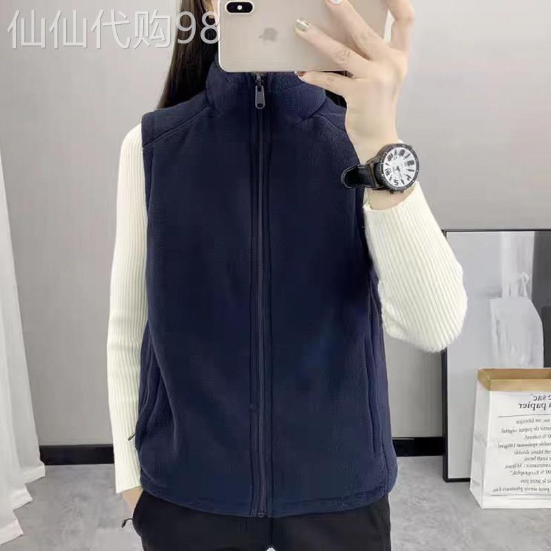 中年妈妈双面穿立领摇粒绒夹棉马甲女春季宽松大码棉背心无袖外套