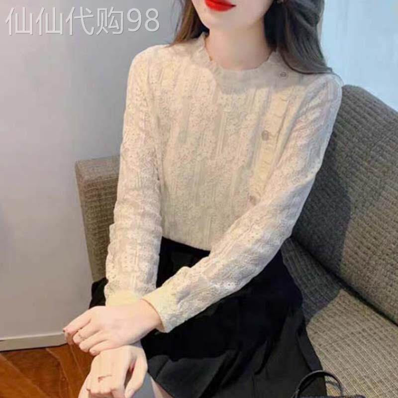 蕾丝打底衫女春秋季2025新款时尚洋派时髦小衬衫衣高级感内搭上衣