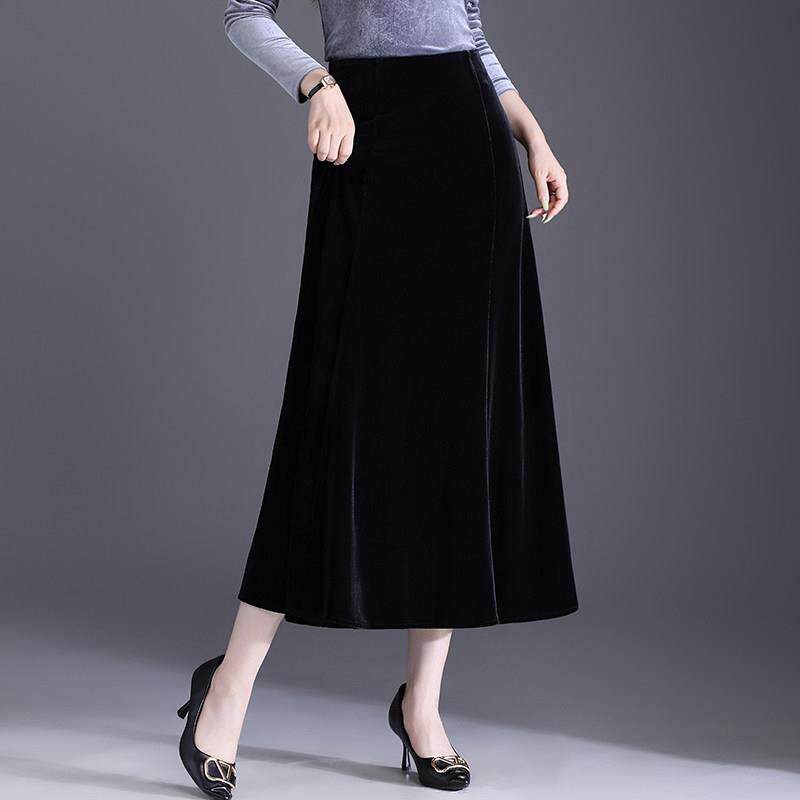 黑色鱼尾半身裙女高级感复古金丝绒半裙女秋冬长裙遮胯显瘦包臀裙