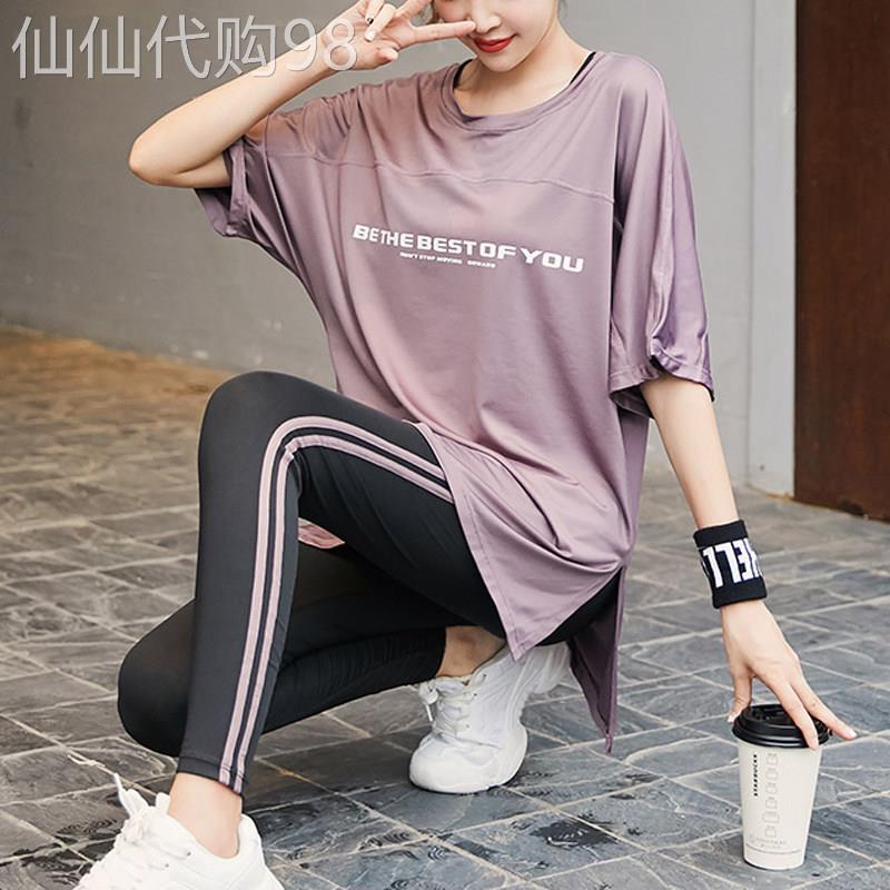 休闲 运动瑜伽服套装女夏季新款宽松速干 干衣大尺码胖mm遮臀跑步
