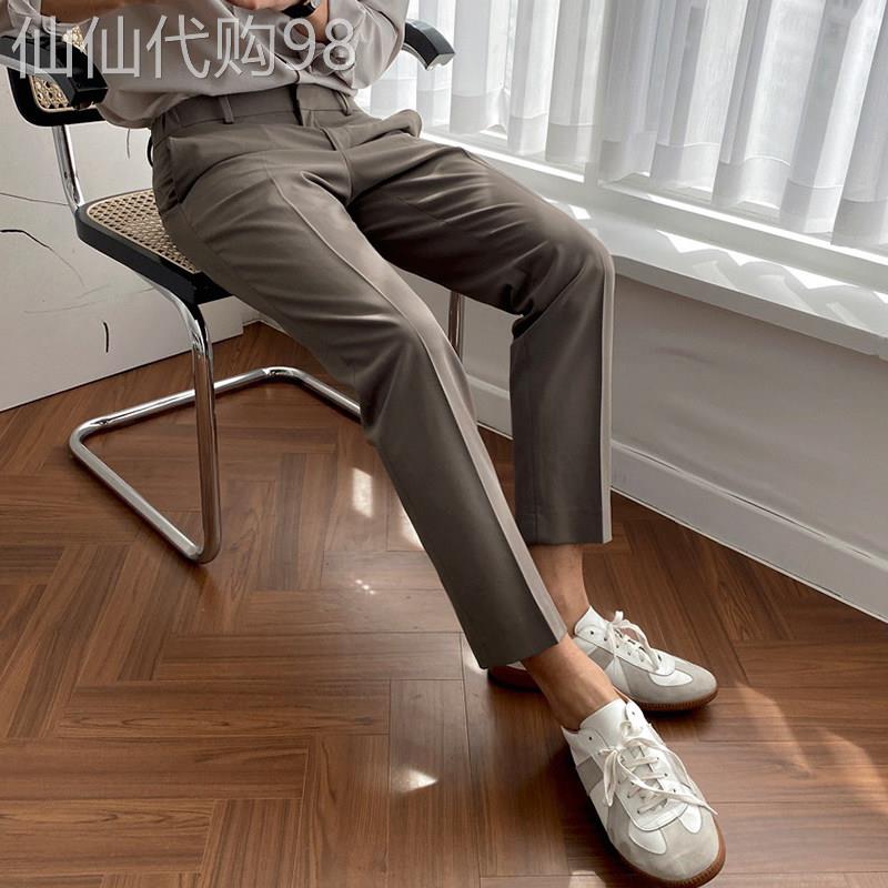 韩系西裤男士春秋季新款修身正装小脚西装裤潮流商务休闲九分裤子