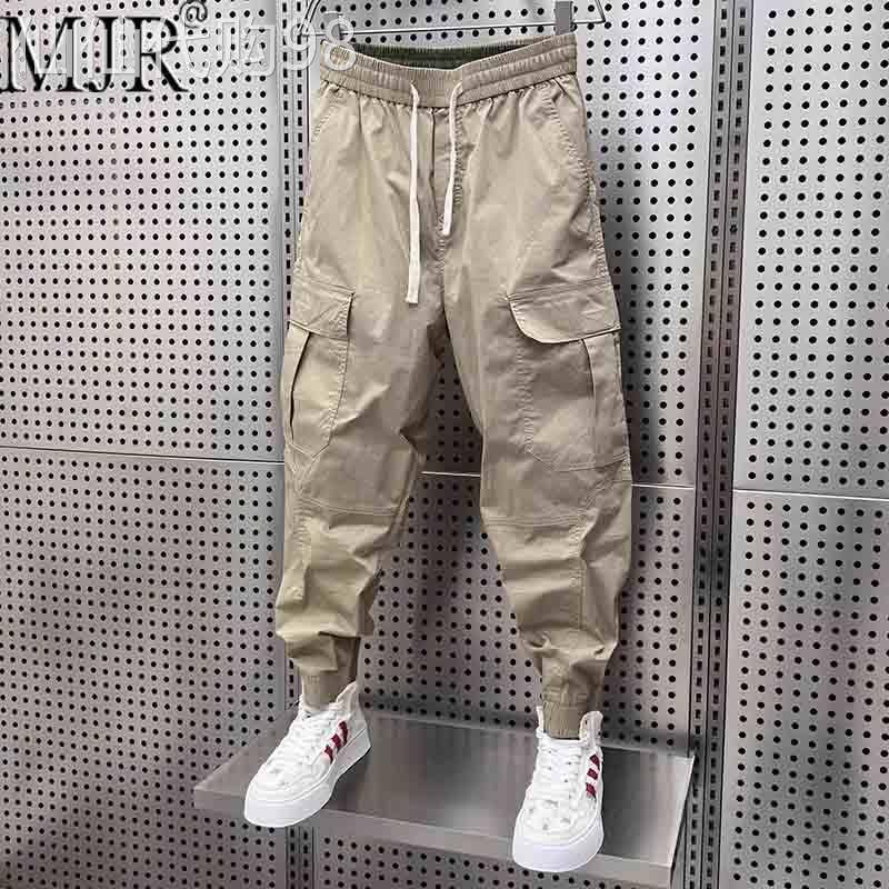 高端男士速干工装裤九分束脚夏季薄款男裤子休闲9分哈伦裤男款潮